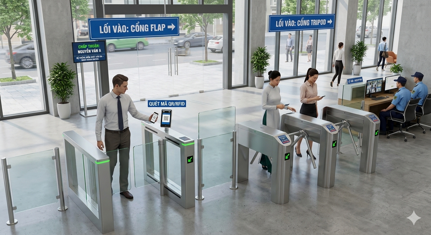 Kiểm soát cổng cửa vào ra lối đi bộ