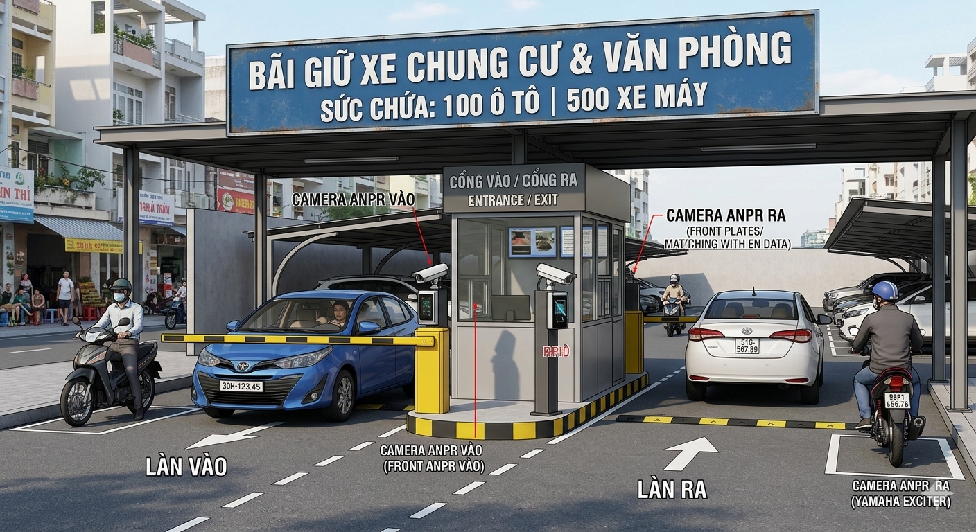 Hệ thống kiểm soát bãi gửi đỗ xe thông minh